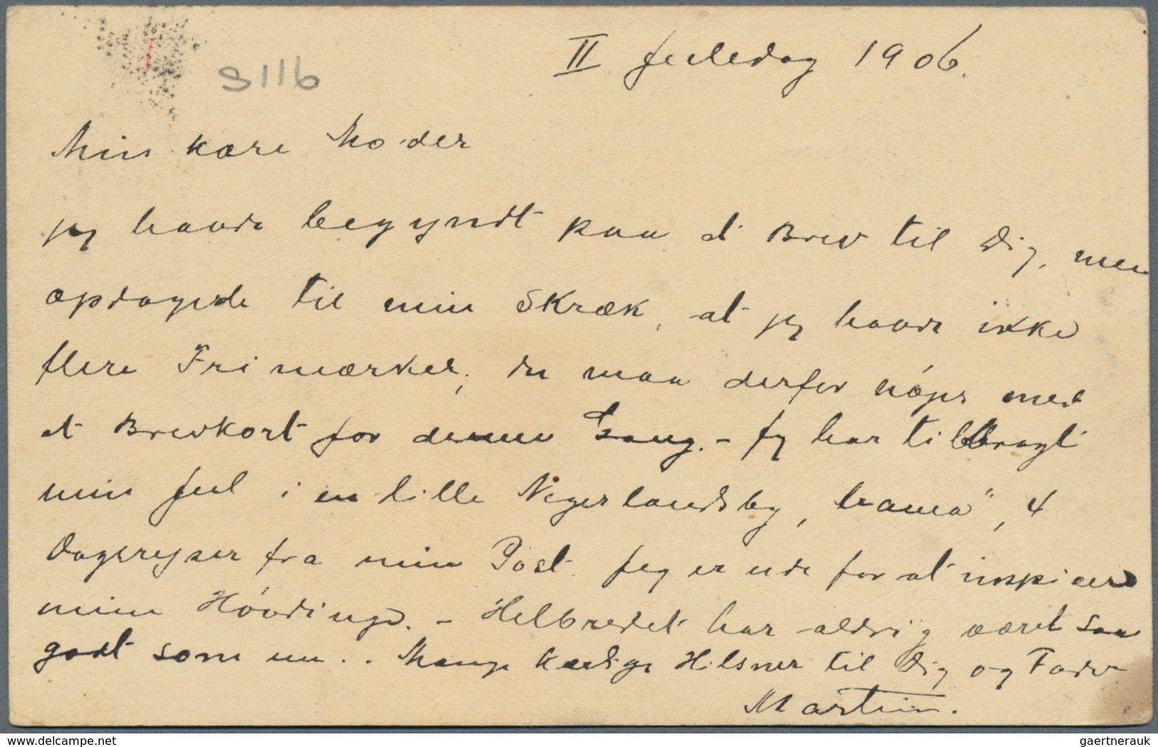 11709 Belgisch-Kongo - Kongo-Staat: 1907, LADO ENCLAVE, 15 C Orange Postal Stationery Card With Red Pen-ca - Autres & Non Classés