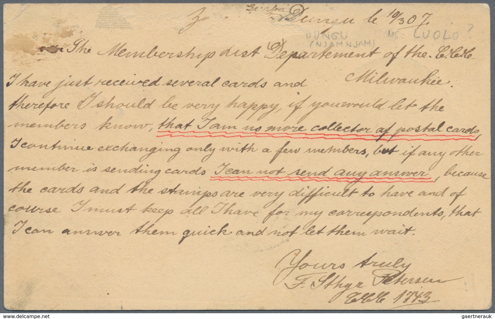 11711 Belgisch-Kongo: 1907 LADO Enclave - White Nile Route: Belgian Congo Postal Stationery Card 15c Used - Sonstige & Ohne Zuordnung