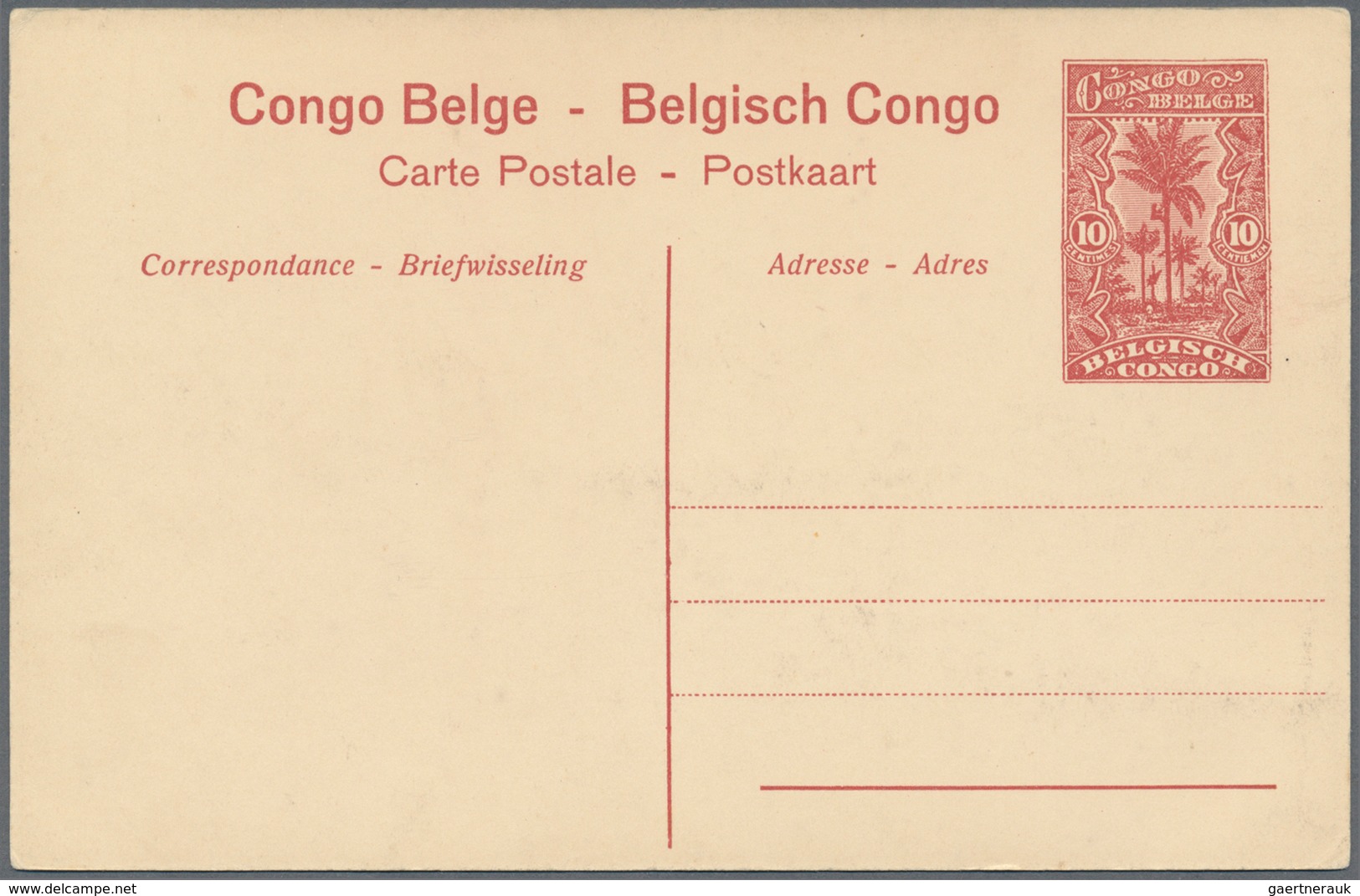 11714 Belgisch-Kongo: 1917, 10 C. Postal Stationery Picture Card (dated Hospital Dadoma 17.11.) With Field - Autres & Non Classés