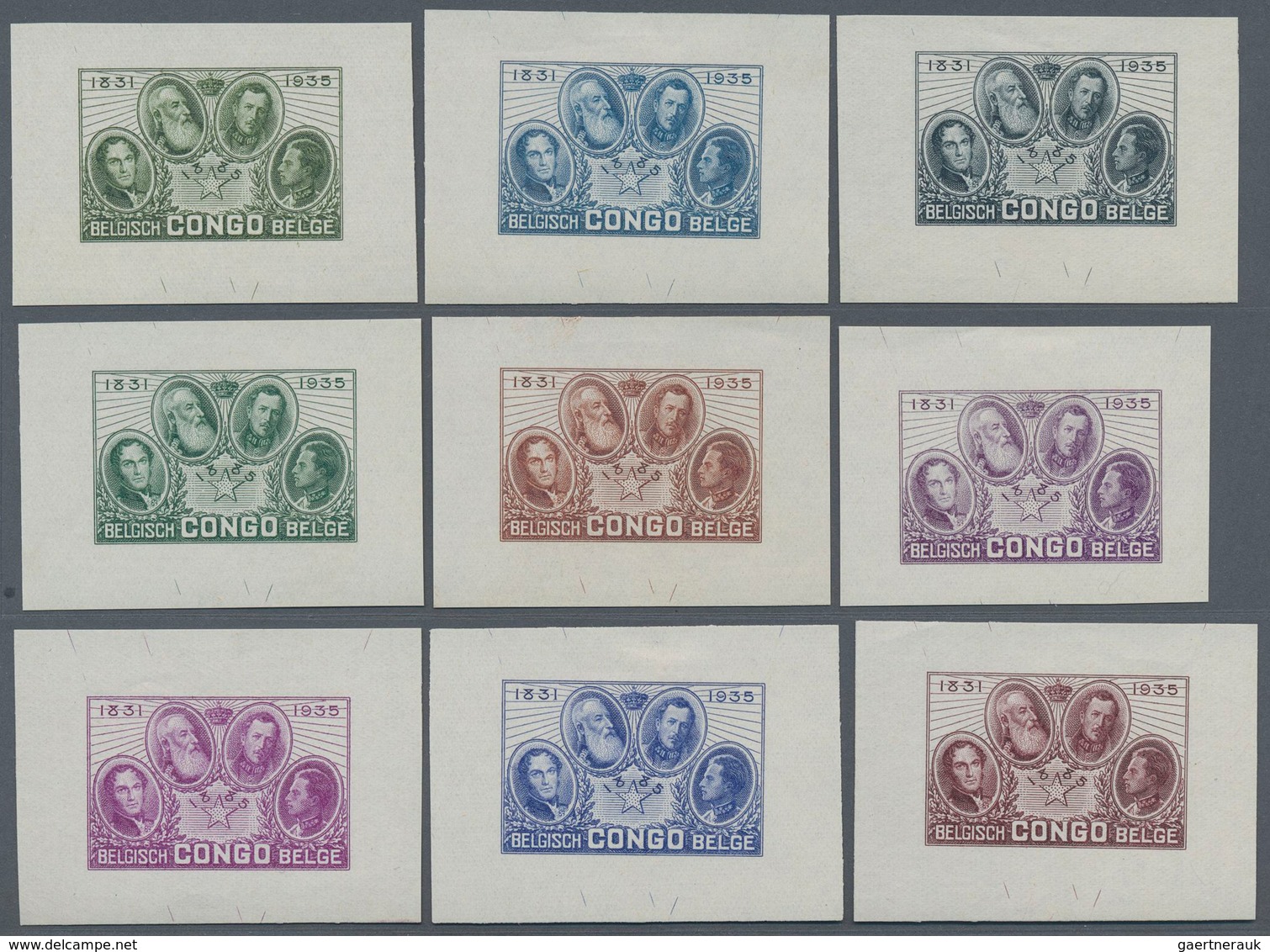 11717 Belgisch-Kongo: 1935, 50th Anniversary Of Independent State Of Congo, Complete Set Of Ten Epreuves I - Sonstige & Ohne Zuordnung