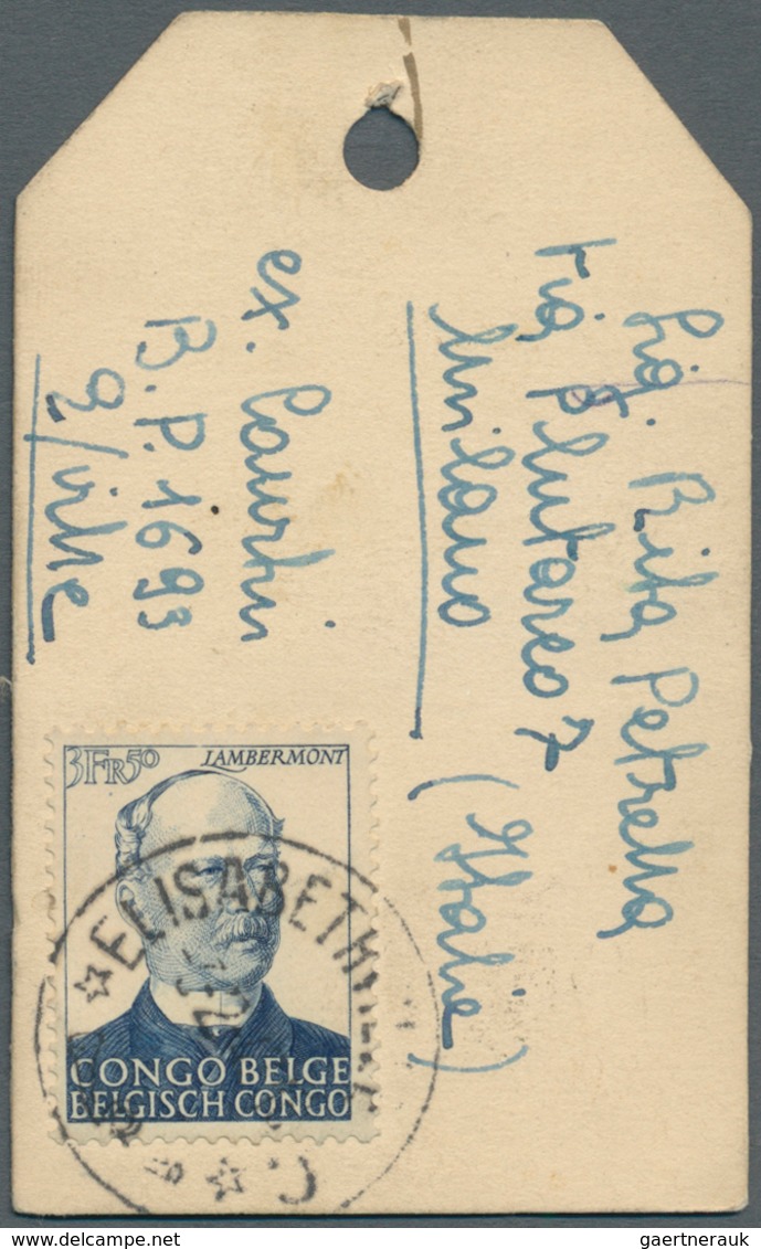 11719 Belgisch-Kongo: 1947, 3,50 F Blue "C.A.Labermont" And 7 F Black Definitive, Mixed Franking On Parcel - Autres & Non Classés