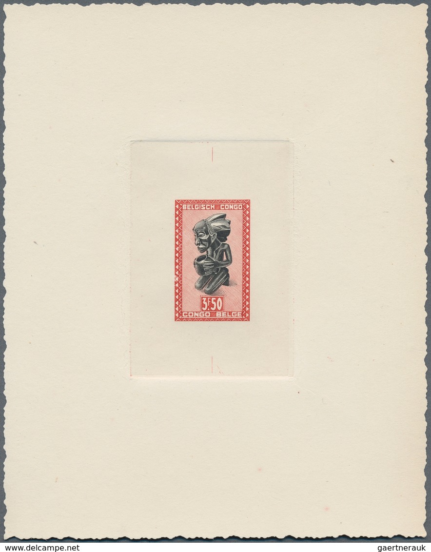 11721 Belgisch-Kongo: 1947, Kabela Figure 3,50 Fr. As Artist Proof On Card, Without Gum, Fine - Autres & Non Classés