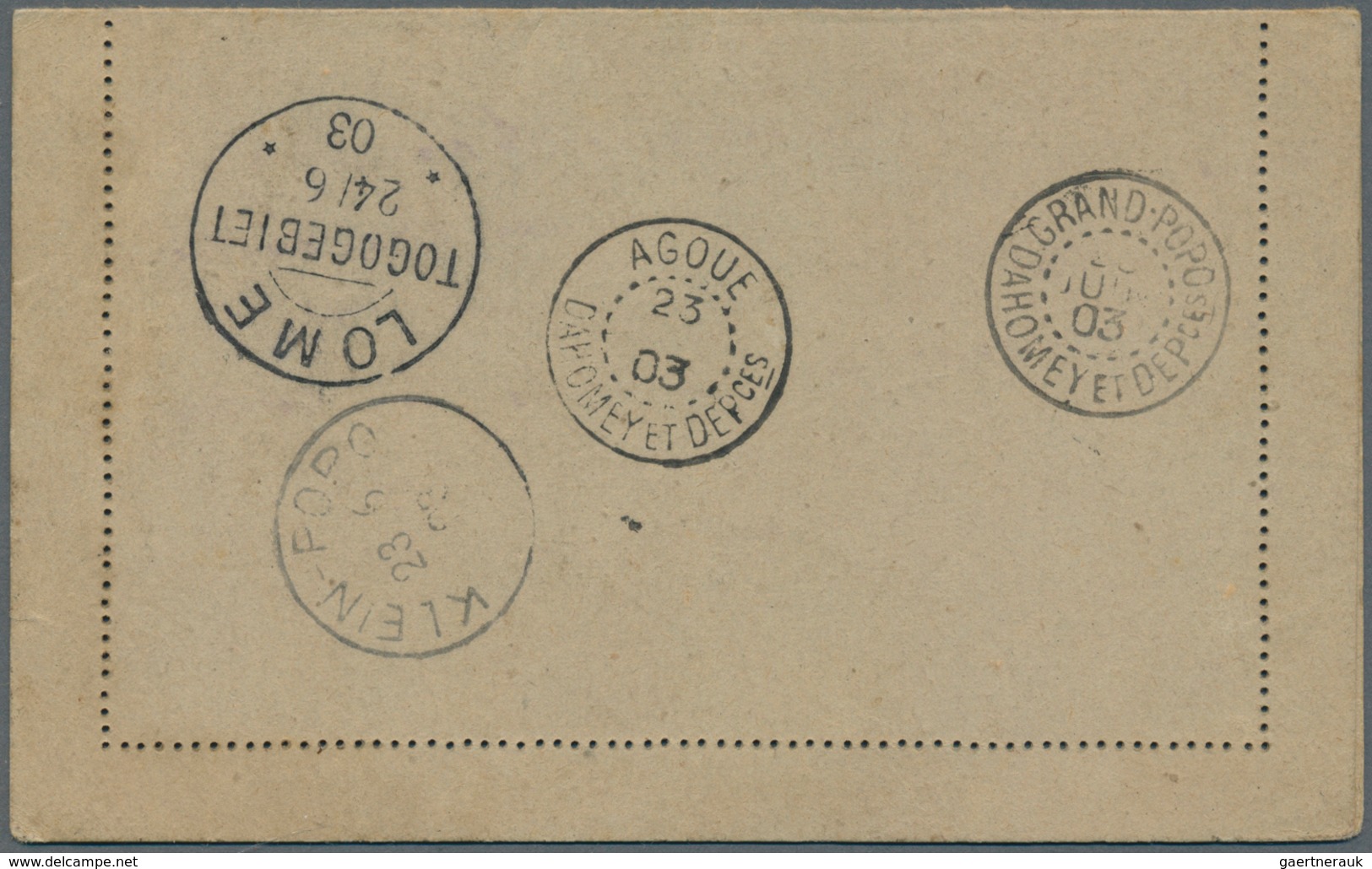 11725 Benin: 1903, Card Letter 15 C. Allegory With Imprint "GOLFE DE BENIN" Together With Horizontal Pair - Benin – Dahomey (1960-...)