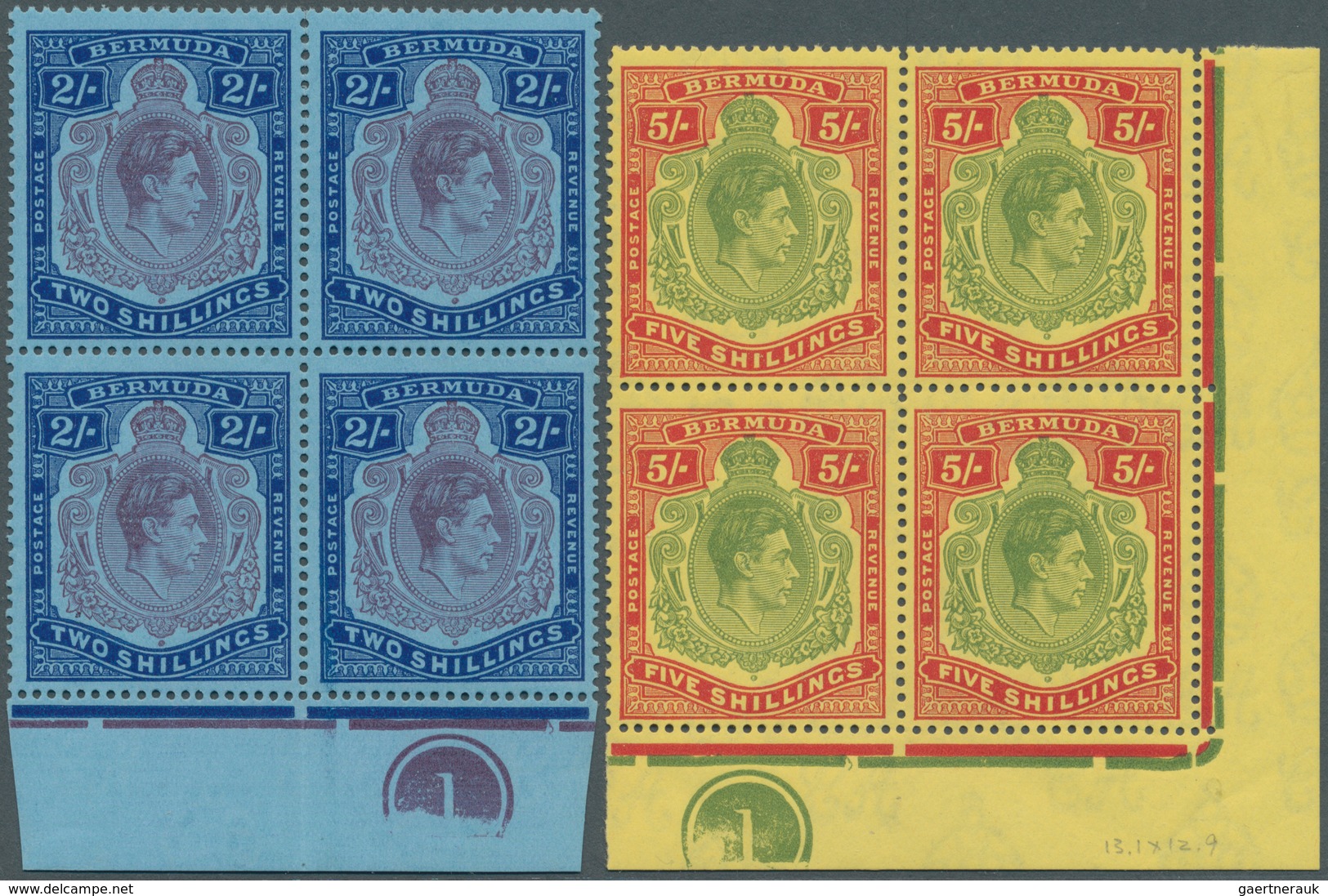 11726 Bermuda-Inseln: 1938/1951, KGVI Definitives Incl. 2s. Purple/blue And 5s. Green/red On Yellow In Blo - Bermudes