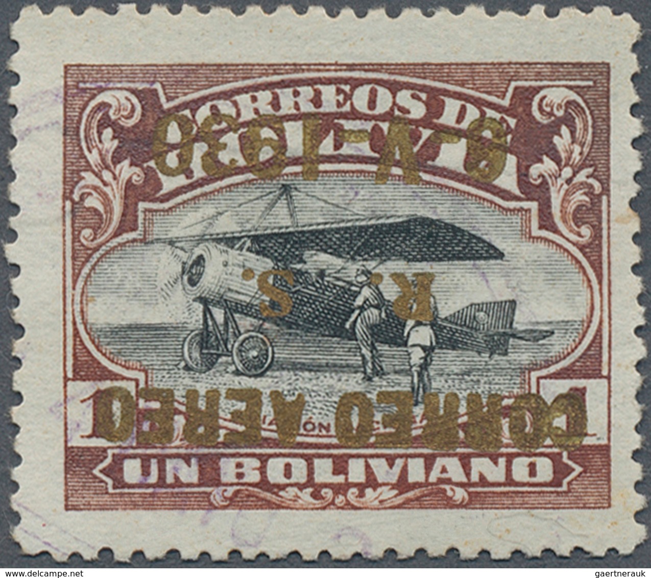 11740 Bolivien: 1930, Zeppelin 1 B. With Inverted Metallic Glittering Overprint, Slight Cancelled, Fine, S - Bolivien