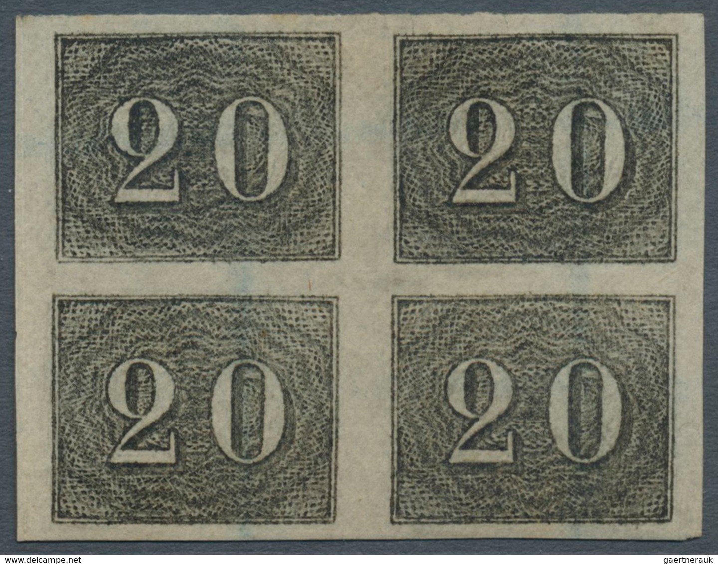 11744 Brasilien: 1849, Verticais, 20r. Black, Block Of Four, Full To Wide Margins, Used With Erased Penstr - Sonstige & Ohne Zuordnung