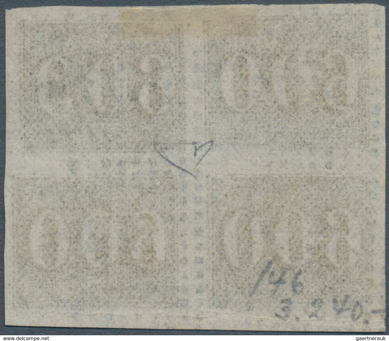 11747 Brasilien: 1850, Verticais, 600r. Black, Block Of Four, Fresh Colour And Full Margins, Neatly Cancel - Sonstige & Ohne Zuordnung