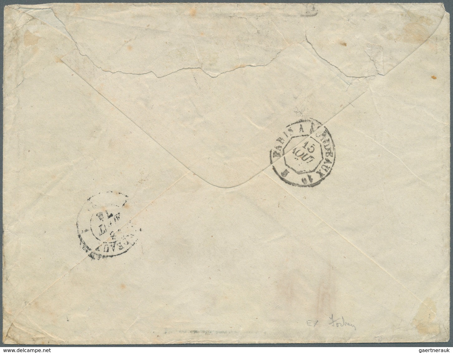 11750 Brasilien: 1875, 10 R. Red (3 Inc. Pair), 100 R. Green And 500 R. Orange Canc. Grid On Cover Endorse - Autres & Non Classés