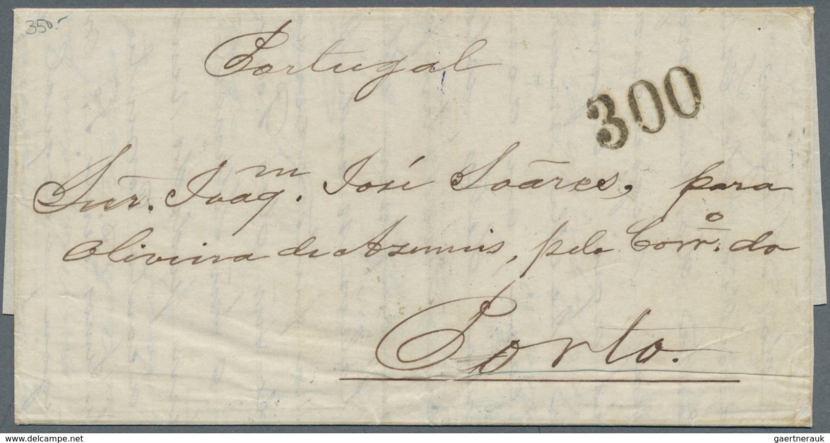 11751A Brasilien: 1867, 100r. Green, Marginal Copy With Inscription On Reverse Of Lettersheet From Porto Al - Sonstige & Ohne Zuordnung