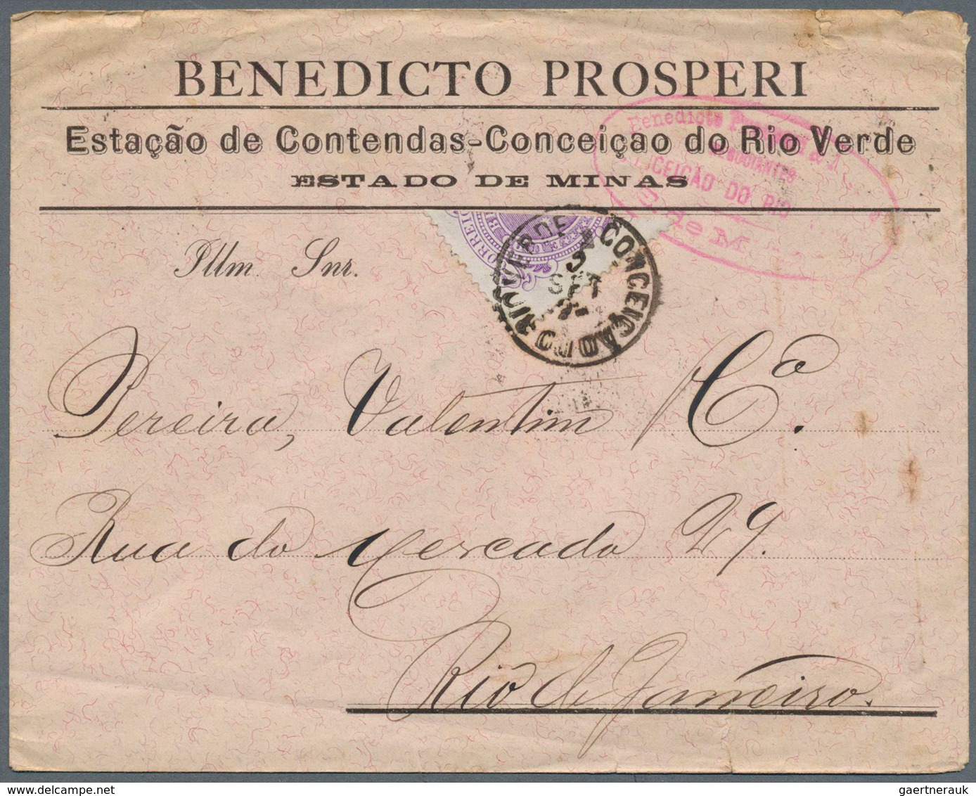 11756 Brasilien: 1893, Business Letter Sent From RIO VERDE Franked With Bisected 100 Reis To Rio De Janeir - Altri & Non Classificati