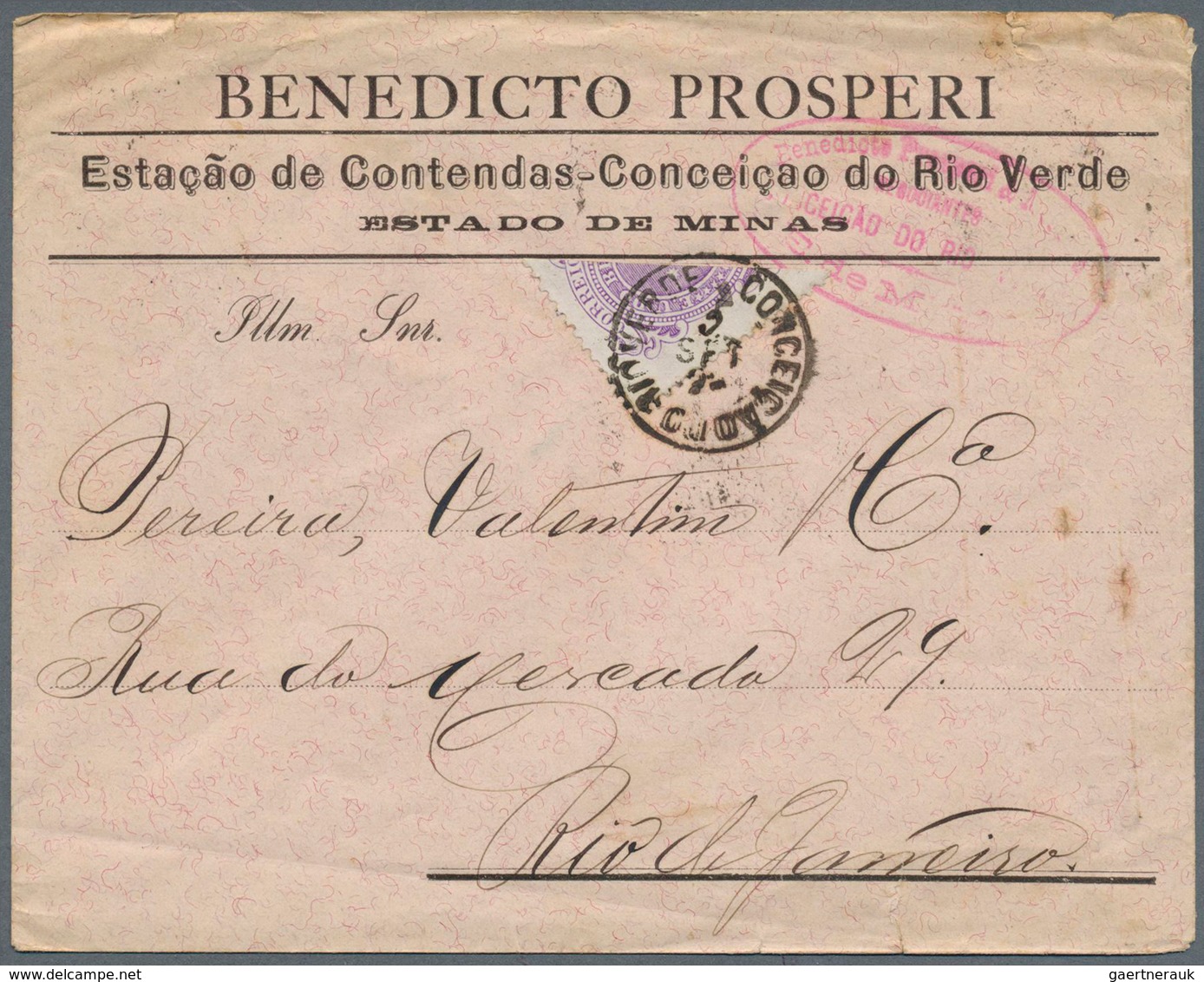 11756 Brasilien: 1893, Business Letter Sent From RIO VERDE Franked With Bisected 100 Reis To Rio De Janeir - Autres & Non Classés