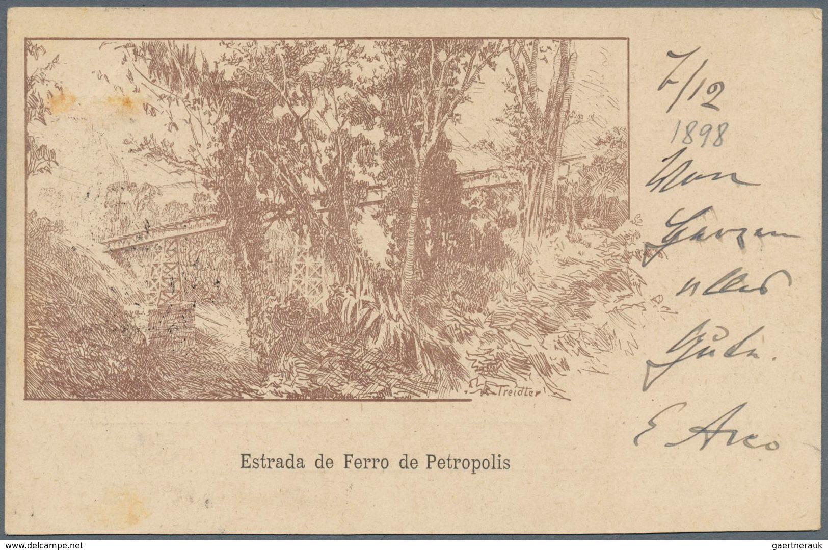 11757 Brasilien: 1898/1900, Trio Of Postcards With Maritime Daters: 100 R Carmine/black On Ppc From Rio De - Autres & Non Classés