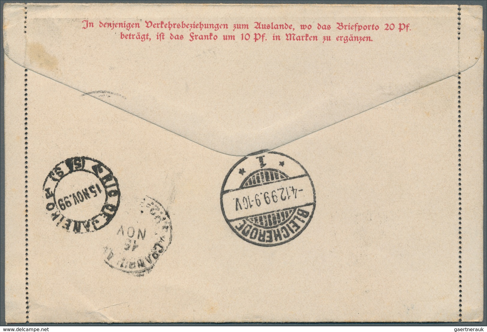 11760 Brasilien: 1899, Two "German Reichspost" Letter-cards (part 1+2)both With Double Franking Germany 10 - Altri & Non Classificati