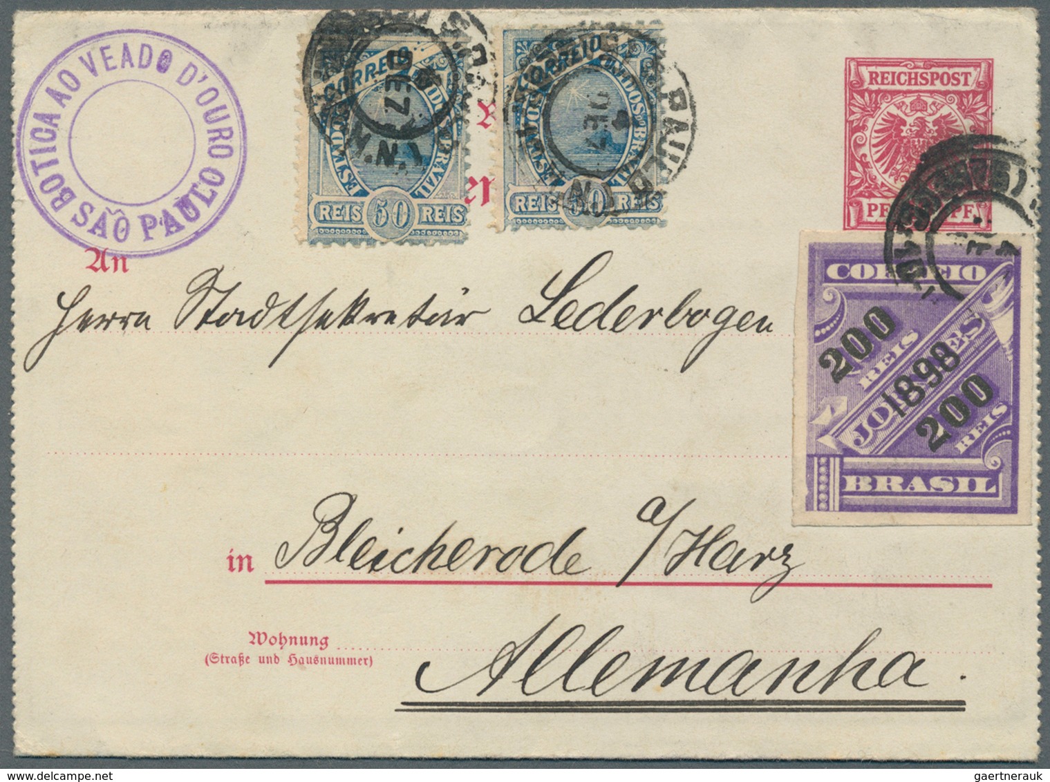 11760 Brasilien: 1899, Two "German Reichspost" Letter-cards (part 1+2)both With Double Franking Germany 10 - Autres & Non Classés