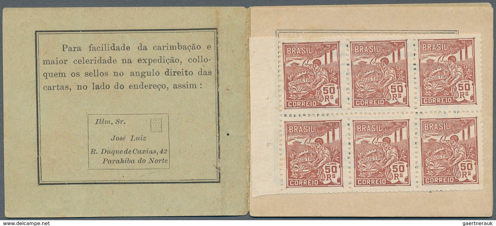 11766 Brasilien: 1920-22, Booklet CD-4 Black On Green Olive Complete 6$900, Containing Five Different Book - Sonstige & Ohne Zuordnung