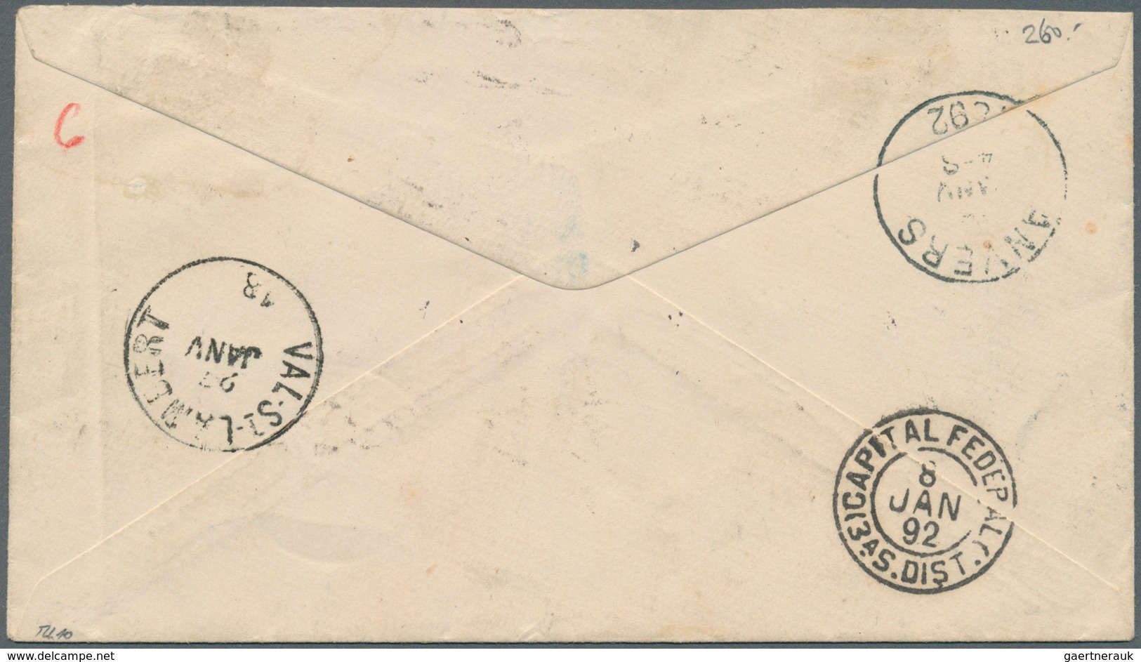 11783 Brasilien - Ganzsachen: 1892, Stationery Envelope 200 R. Uprated 100 R. (2) Tied "CONCEIO DO CASCA 5 - Ganzsachen