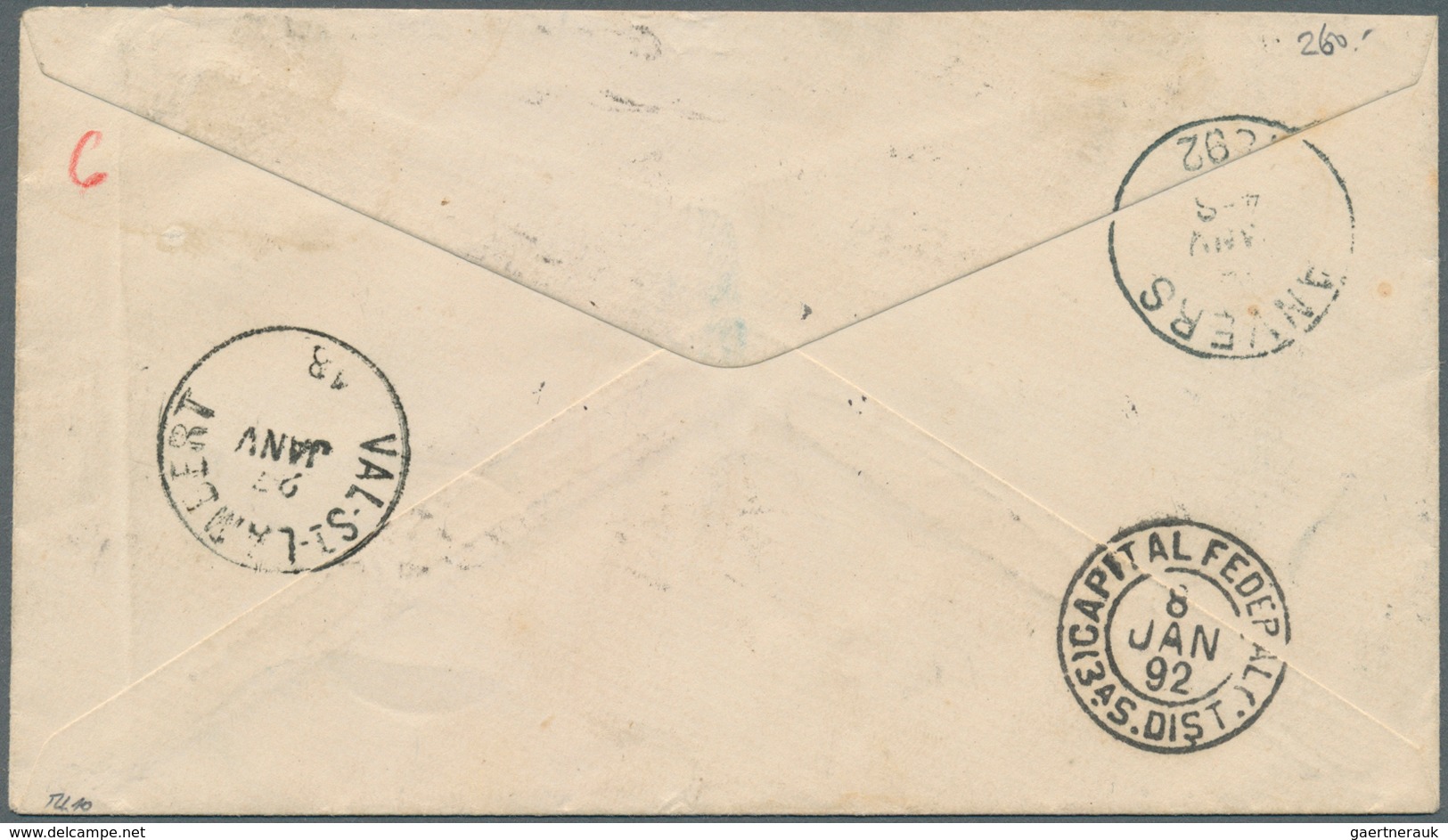 11783 Brasilien - Ganzsachen: 1892, Stationery Envelope 200 R. Uprated 100 R. (2) Tied "CONCEIO DO CASCA 5 - Entiers Postaux