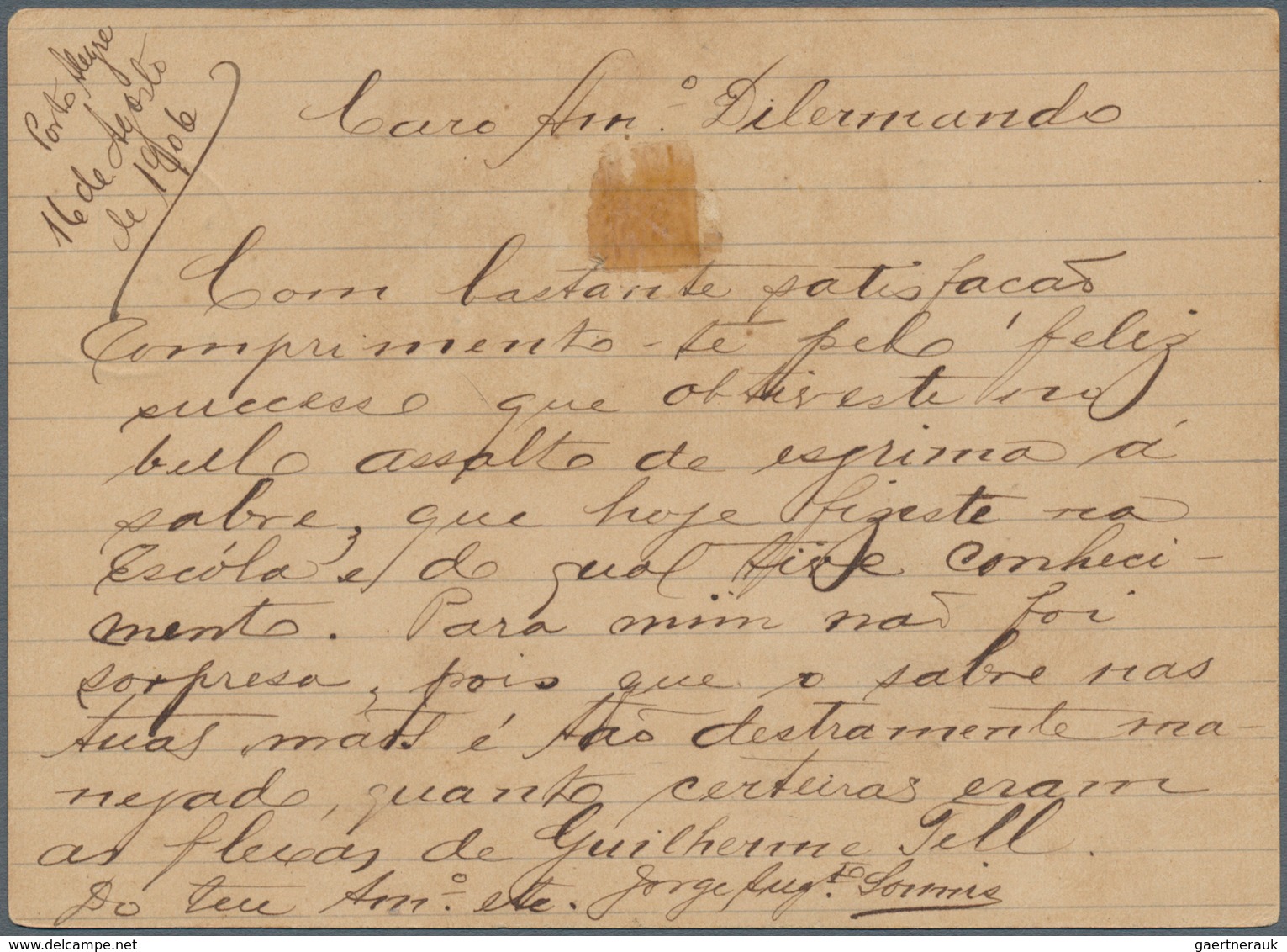 11789 Brasilien - Besonderheiten: 1906, DILERMANDO DE ASSIS, Stationery Card Addressed To Mr. De Assis/Por - Sonstige & Ohne Zuordnung