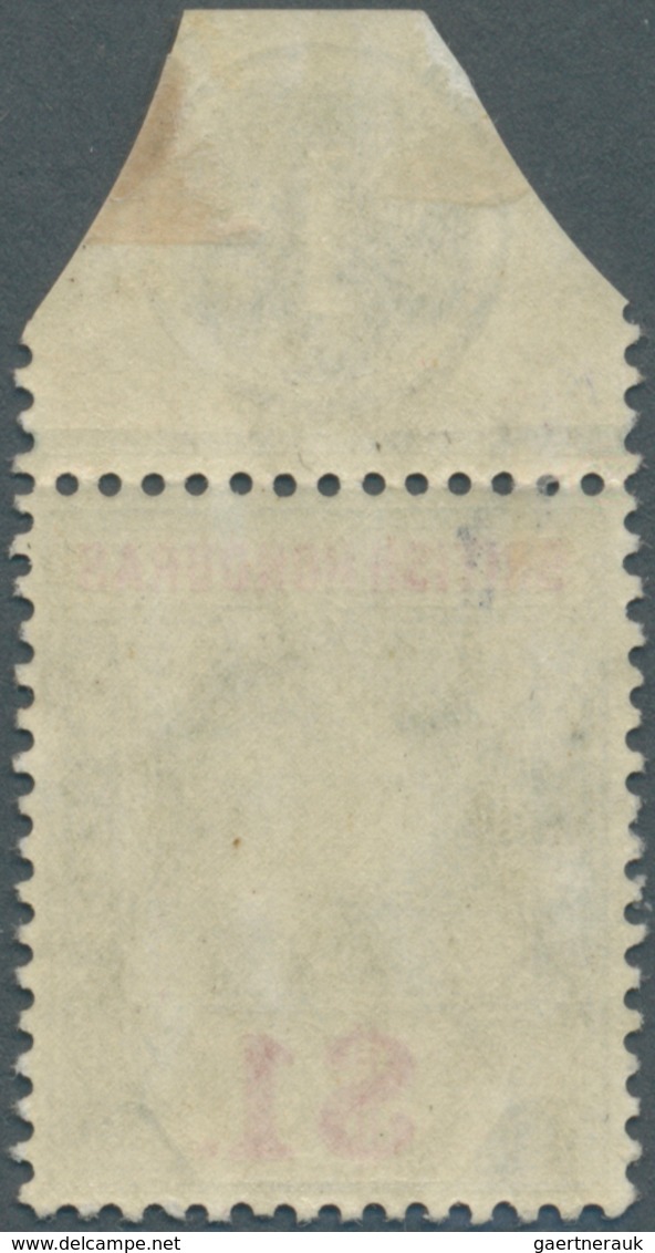 11795 Britisch-Honduras: 1907, KEVII Definitive $1 Grey-green/carmine From Upper Margin With PLATE NUMBER - Britisch-Honduras (...-1970)