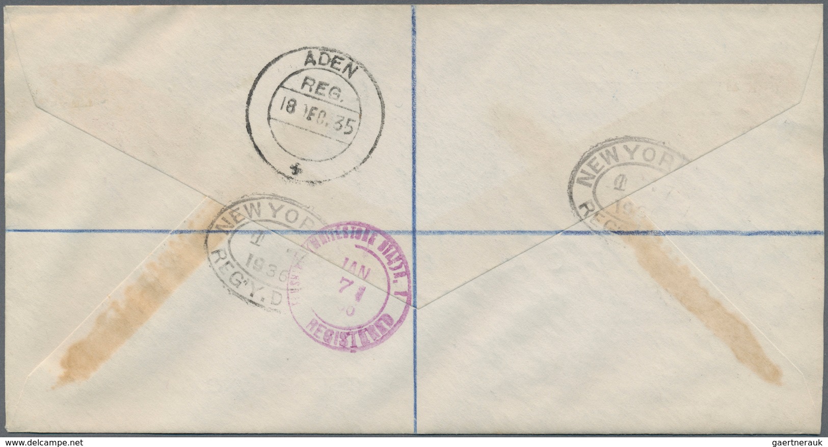 11800 Britisch-Somaliland: 1935 Silver Jubilee Complete Set On Registered Cover From Berbera To The U.S.A. - Somaliland (Protectorat ...-1959)