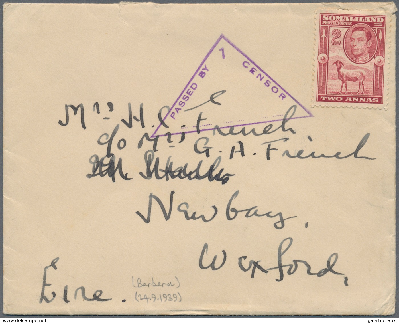 11801 Britisch-Somaliland: 1939 'Somaliland Camel Corps' Envelope + Letter Used From A Camp Near Berbera T - Somaliland (Protectorat ...-1959)