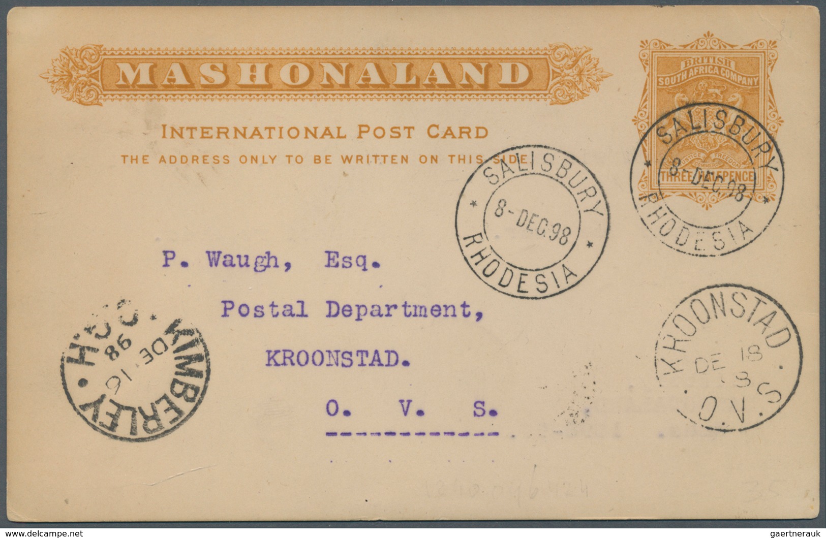 11806 Britische Südafrika-Gesellschaft: 1898/1901, 2 Different Postal Stationery Cards, 3 HalfPence Red "M - Non Classés