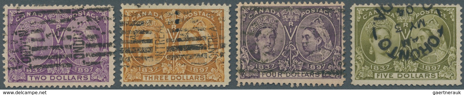 11828 Canada: 1897, Jubilee Issue Complete Simplified Set Of 16 Values ½c. Black To $5 Olive-green Used Wi - Autres & Non Classés