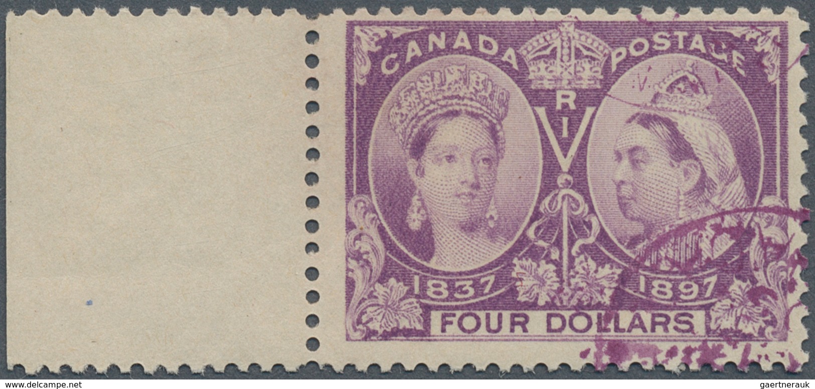 11839 Canada: 1897 Jubilee-issue 4 $ Bright-violet With Left Margin, Lilac Special-cds And Full Original-g - Sonstige & Ohne Zuordnung