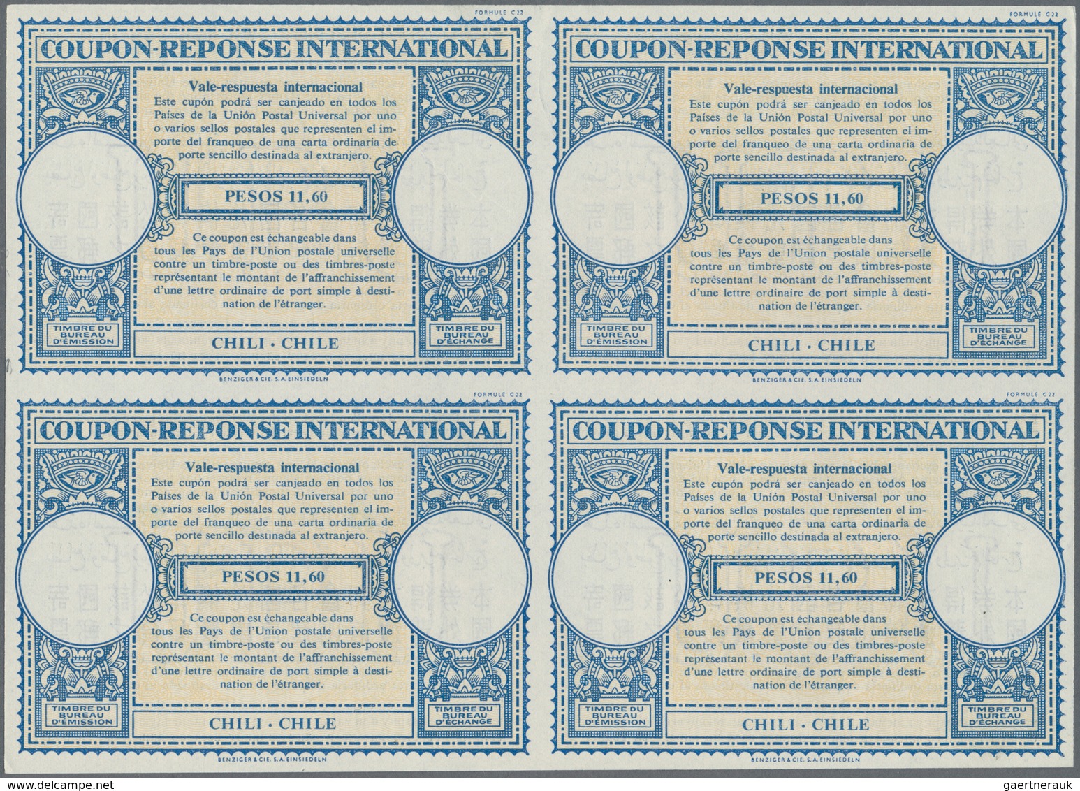 11863 Chile - Ganzsachen: 1942/1953. Lot Of 2 Different Intl. Reply Coupons (London Type) Each In An Unuse - Chili