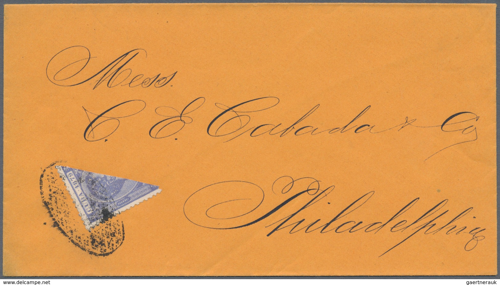 11883 Cuba: 1879, 25 C. Definitive Stamp Bisected And Cancelled By Point Oval Addressed To Philadelphia. - Autres & Non Classés