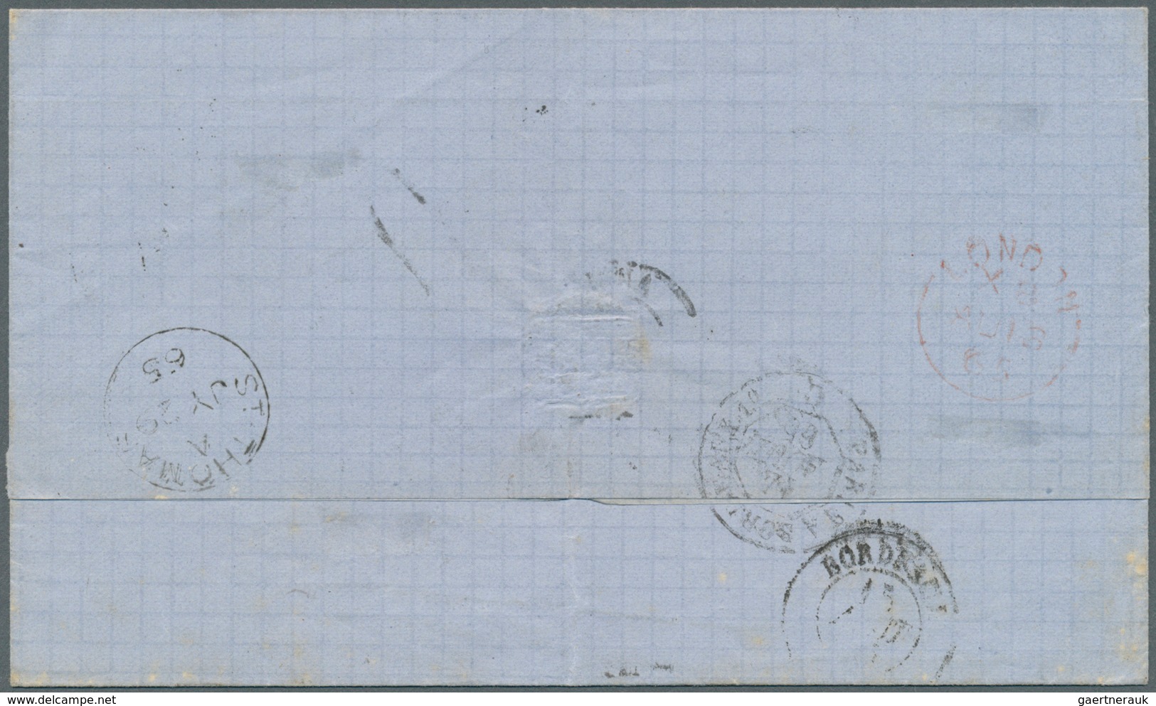 11892 Dänisch-Westindien - Vorphilatelie: 1865, "ST. THOMAS JY 29 65" On Reverse Of Folde Cover With Accou - Dänische Antillen (Westindien)