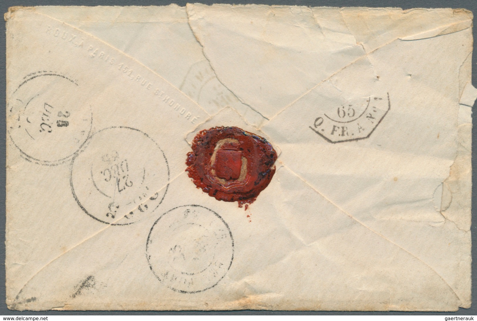 11893 Dänisch-Westindien: 1865. Stampless Envelope Addressed To France Cancelled By Octagonal French Paque - Danemark (Antilles)