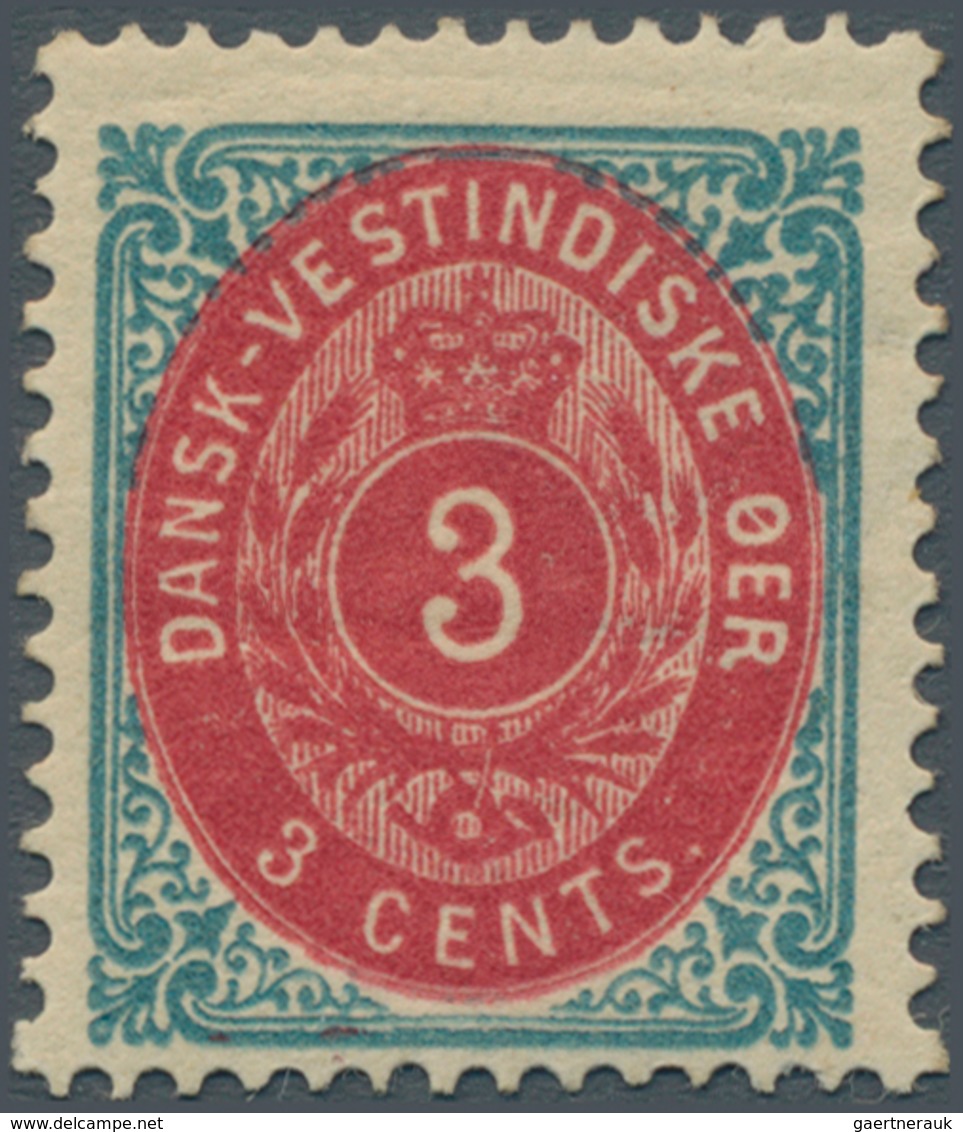 11894 Dänisch-Westindien: 1873, 3 C Red And Green-blue, 8th Printing (april 1895), Perf. 14 : 13 1/2, "omv - Dänische Antillen (Westindien)