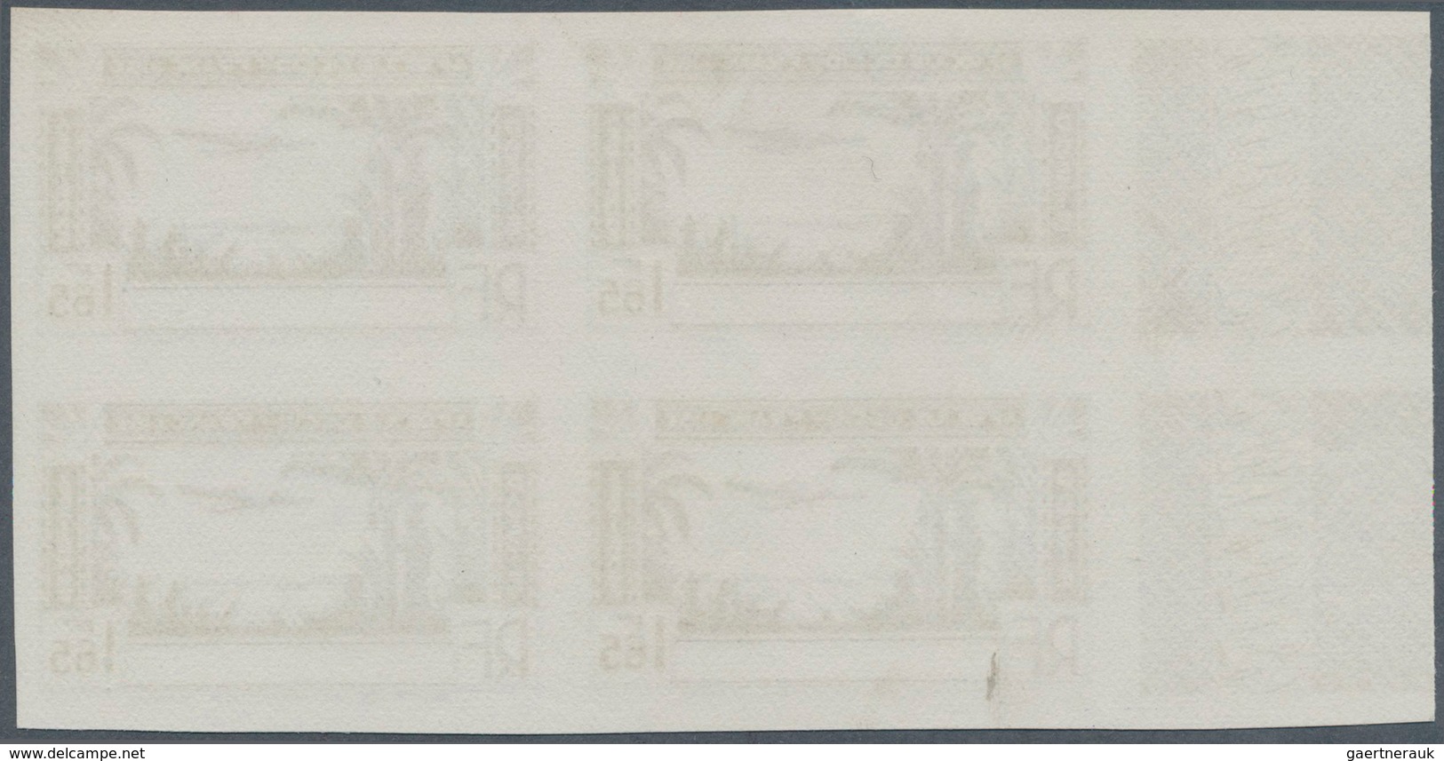 11911 Elfenbeinküste: 1940. Non-issued Face Value 1.65fr On Airmail Blue, Imperforate Block Of 4 Without G - Lettres & Documents