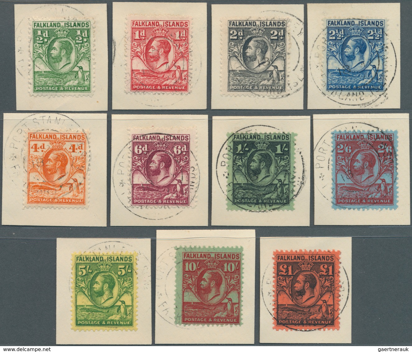 11918 Falklandinseln: 1929, Whale And Penguines Set 11 Values Complete Up To 1 Pound Each Cancelled To Ord - Falkland