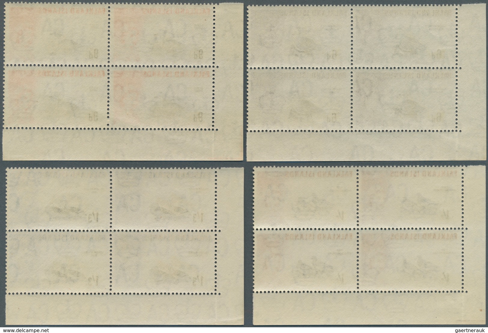 11921 Falklandinseln: 1960, Definitives ½ D To 1 £ "Queen Elisabeth II / Birds" All 15 Values In Blocks Of - Falklandinseln