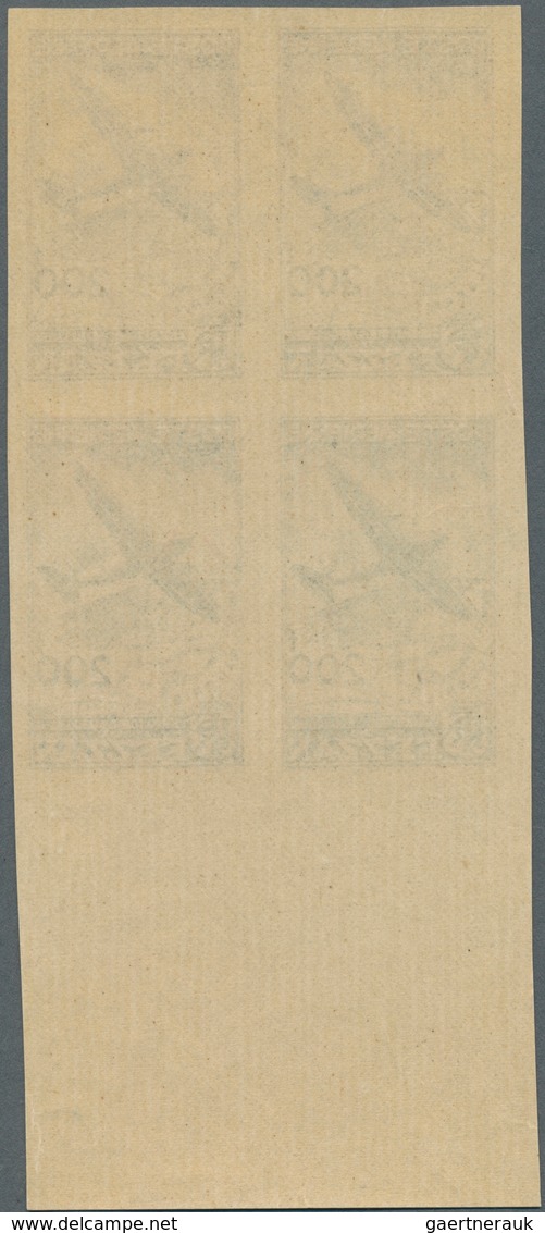 11937 Fezzan: 1948, Imperf Air Mail Set Of Two Values In Margin Blocks Of Four, Mint Never Hinged, Fine An - Lettres & Documents