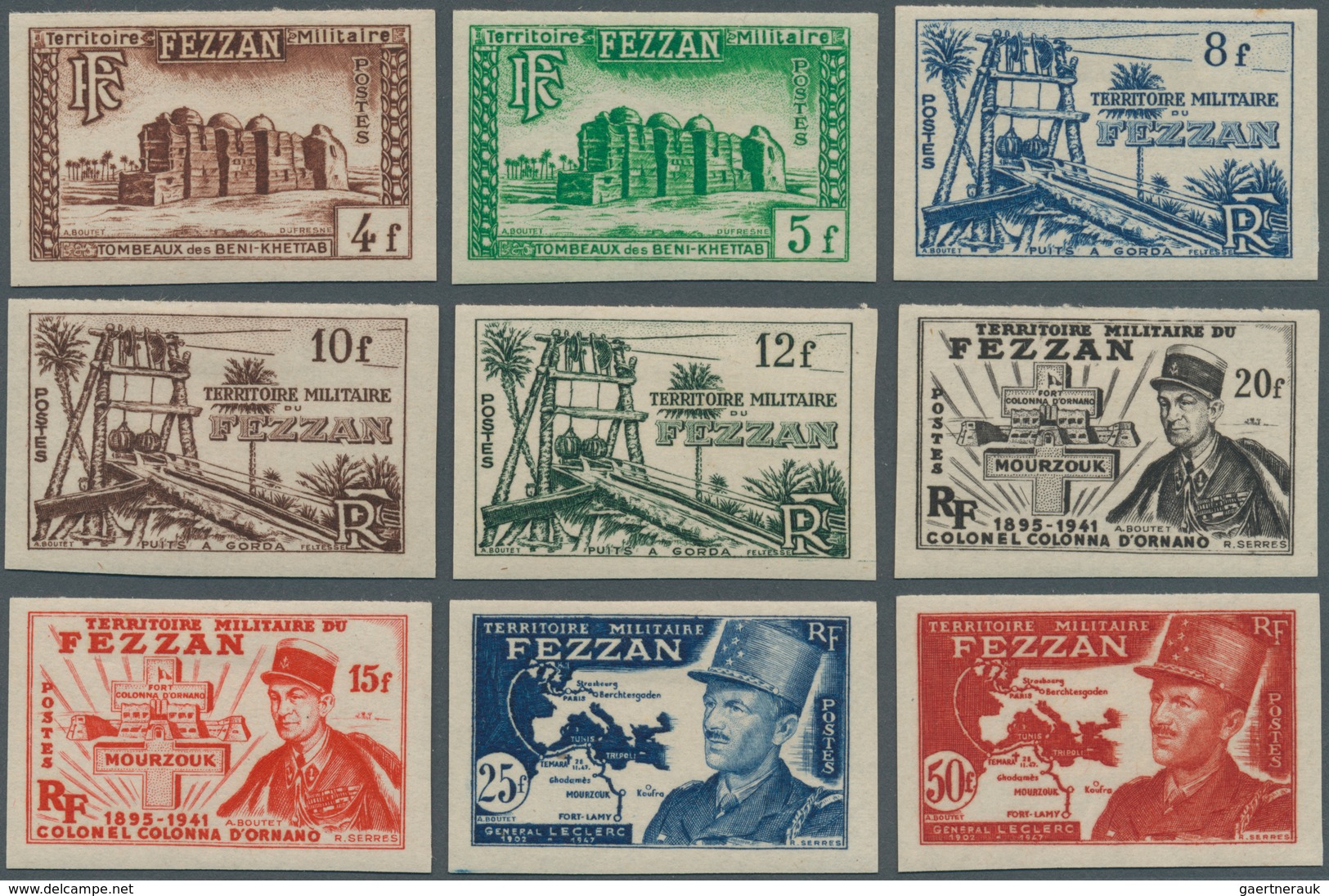 11939 Fezzan: 1949, Imperf Complete Set Of 11 Values, Mint Hinged, Fine And Scarce, Sassone Catalogue Valu - Lettres & Documents