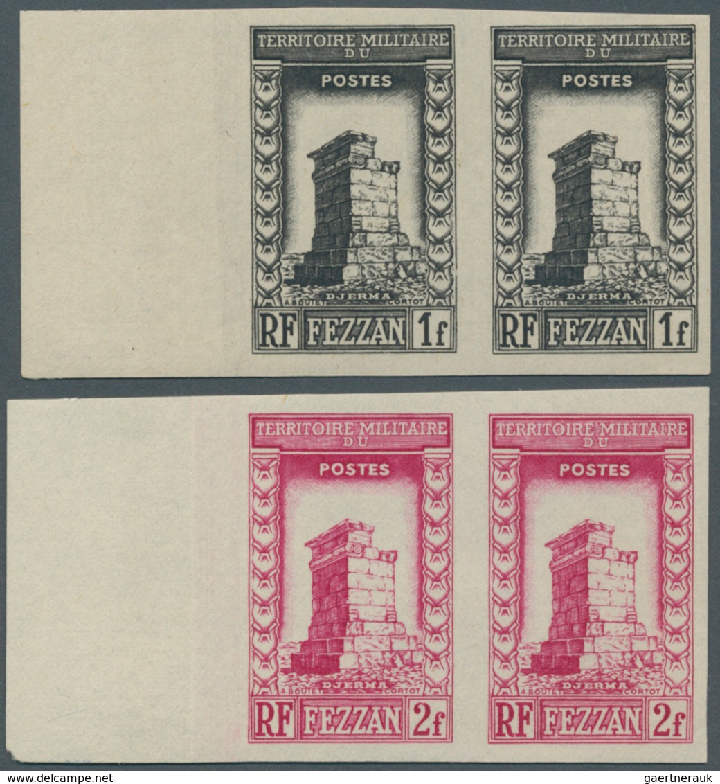 11942 Fezzan: 1949, Definitives Pictorials/Officers, 1fr. To 50fr., Complete Set Of Eleven Values IMPERFOR - Lettres & Documents