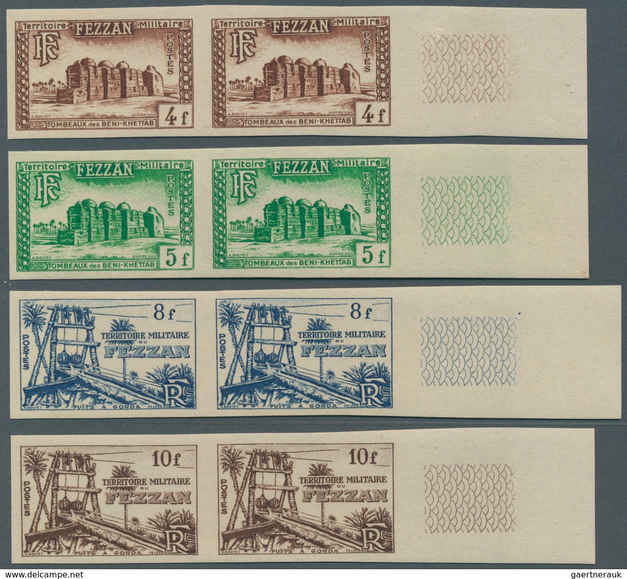 11942 Fezzan: 1949, Definitives Pictorials/Officers, 1fr. To 50fr., Complete Set Of Eleven Values IMPERFOR - Briefe U. Dokumente