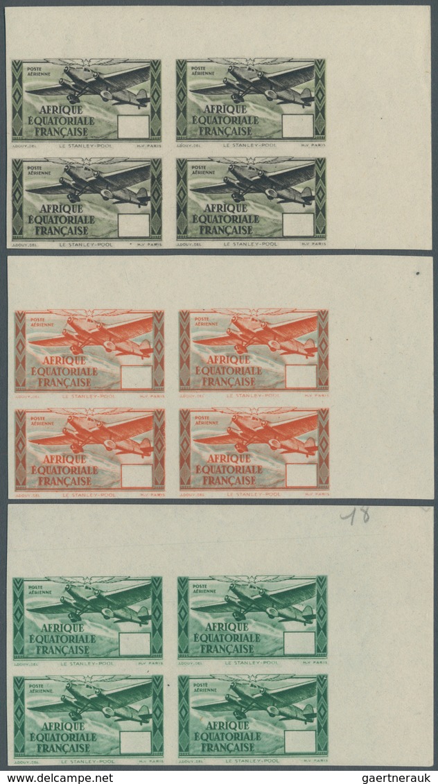 11965 Französisch-Äquatorialafrika: 1938 (approx). NON-ISSUED Airmail Set (12 Values) In Imperforate Corne - Briefe U. Dokumente