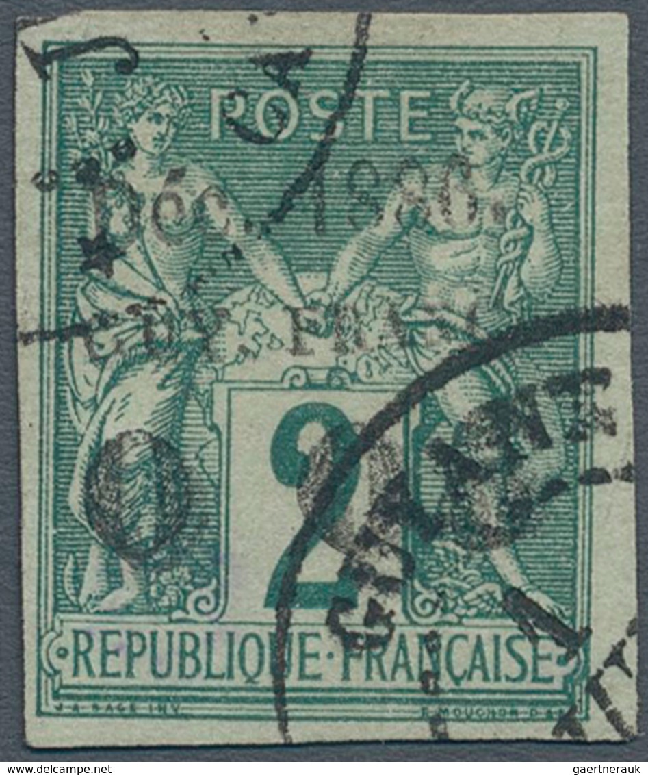 11974 Französisch-Guyana: 1886, 0f05 On 2 C. Green With Imprint "Déc 1886 / GUY FRANC", Cancelled Single S - Briefe U. Dokumente