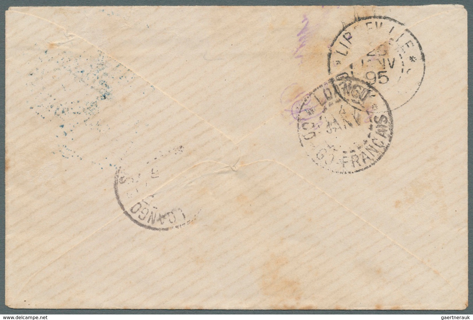 11988 Französisch-Kongo: 1894. Envelope To Gabon Bearing Yvert 4, 5 On 25c Black/rose Tied By Brazza Ville - Lettres & Documents