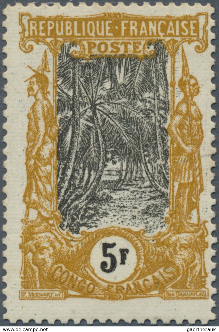 11989 Französisch-Kongo: 1900, French Congo. COCONUT GROVE 5fr Colored "mustard & Gray" Instead Of "brown- - Lettres & Documents