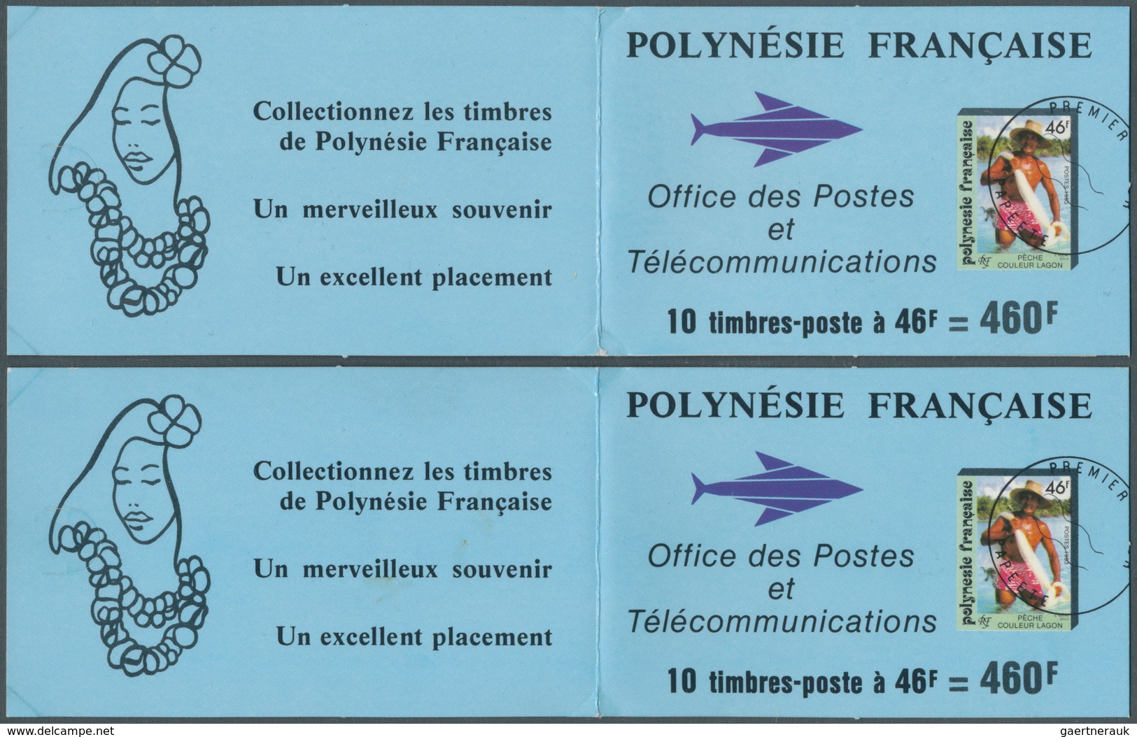 11997 Französisch-Polynesien: 1993, FRENCH POLYNESIA: Fisherman 46fr. Both Sizes In Complete Booklets With - Lettres & Documents