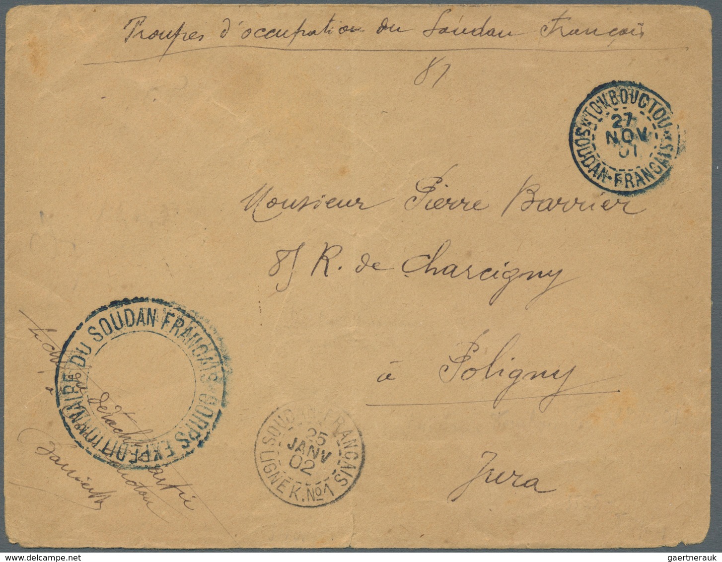 11998 Französisch-Sudan: 1901, Stampless Cover From "Corps Expeditionnaire Du Soudan Francais", Sent From - Briefe U. Dokumente