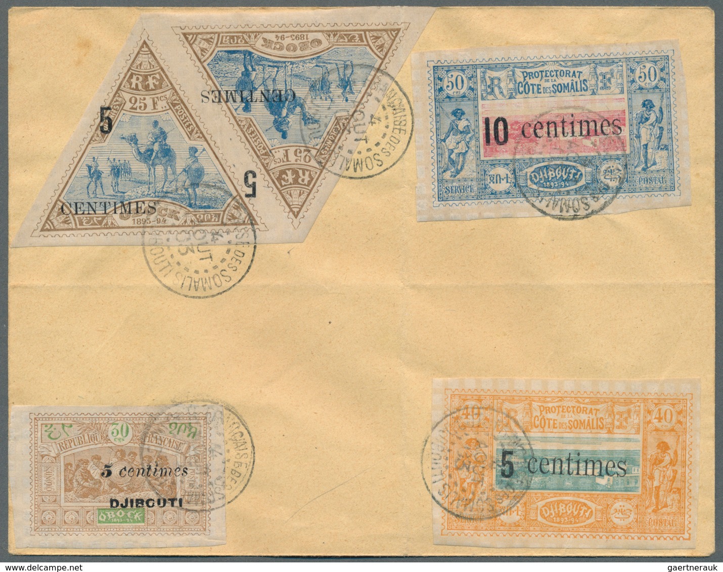 12004 Französische Somaliküste: 1902. Overprint Stamps "Vue De Djibouti" 5c On 40c And 10c On 50c, "Guerri - Gebraucht