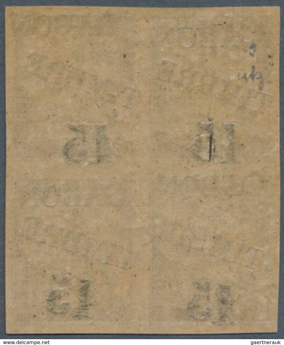 12013 Gabun - Portomarken: 1889. Block Of 4 "Duval Des Colonies Générales" Overprinted 15 On 5c Black. One - Portomarken