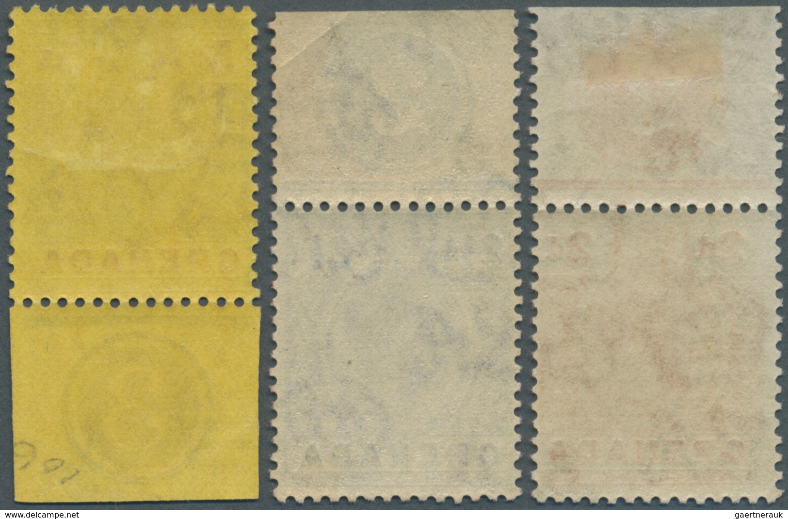 12025 Grenada: 1921/1923, KGV Definitives With Wmk. Mult Script CA Seven Different Stamps Incl. Singles 2d - Grenade (...-1974)