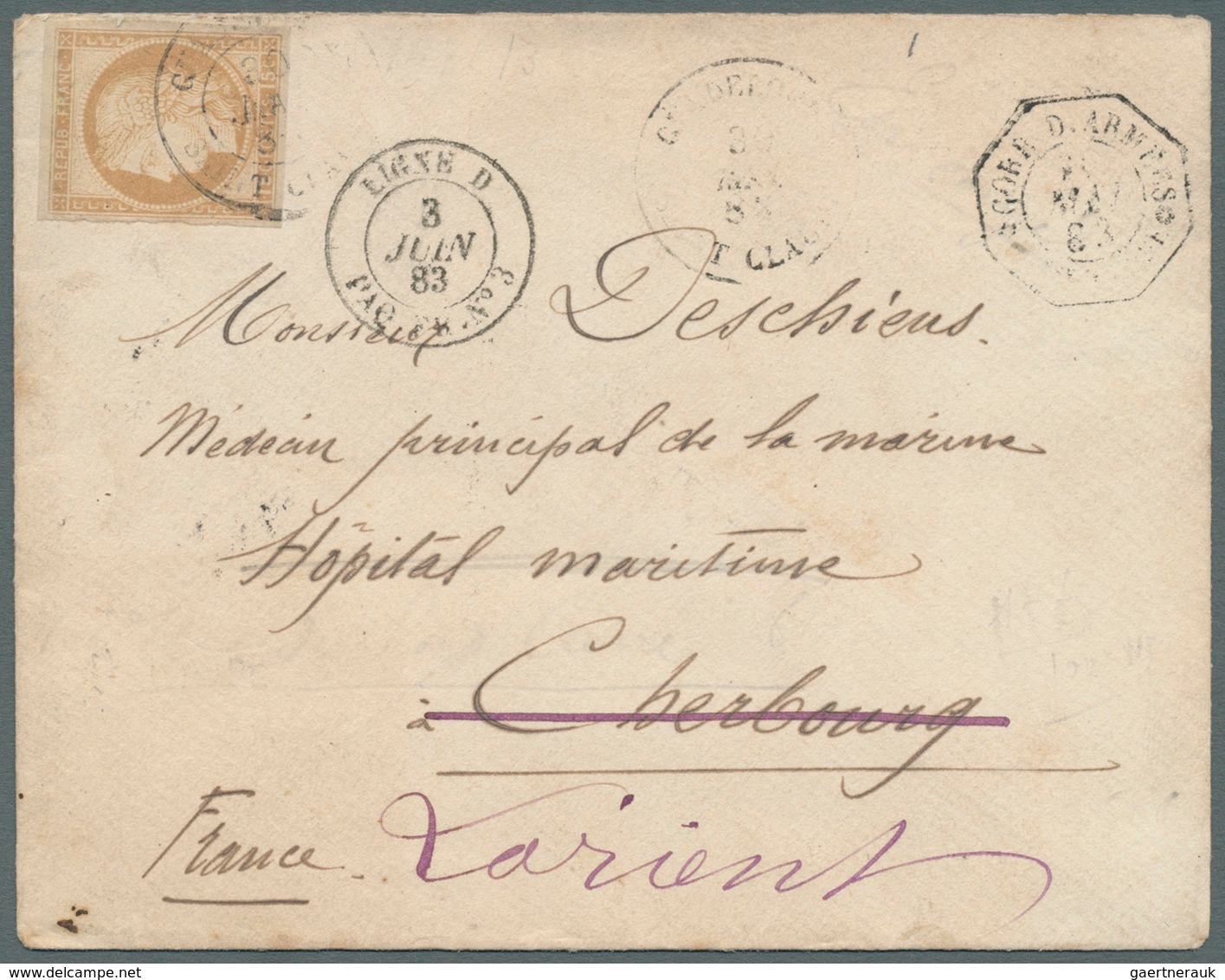 12028 Guadeloupe: 1883. Military Mail Envelope Endorsed 'Correspondance Militaire' And Signed By The Comma - Briefe U. Dokumente